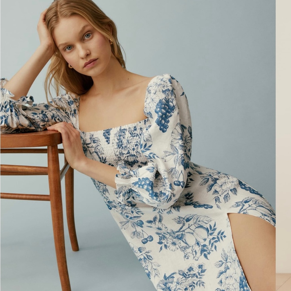 Reformation Gitane Linen dress in Corsica - medium